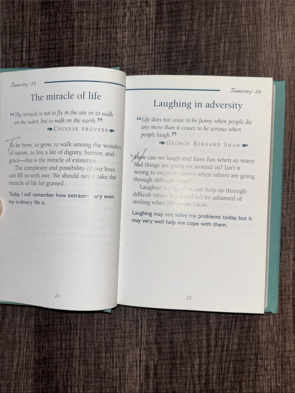 The Daily Book of Positive Quotations - Teal and Cream Hardcover